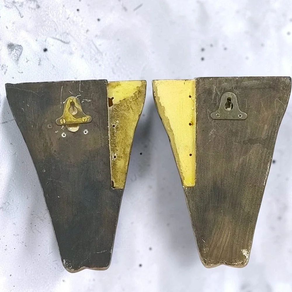VTG 2001 Tene M. Stein Giraffe Wall Sconce Shelf Corbel Set of 2 Safari Decor